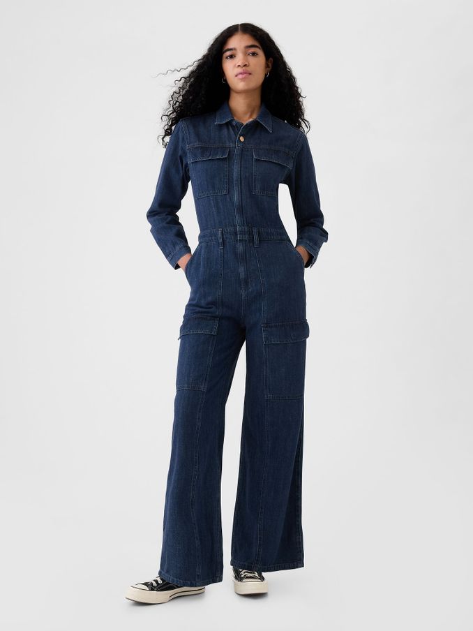 Blue Denim Cargo Jumpsuit (E88781) | £45