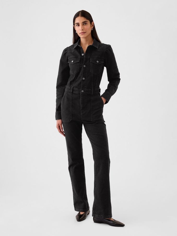 Black Western Denim Jumpsuit (E88782) | £51