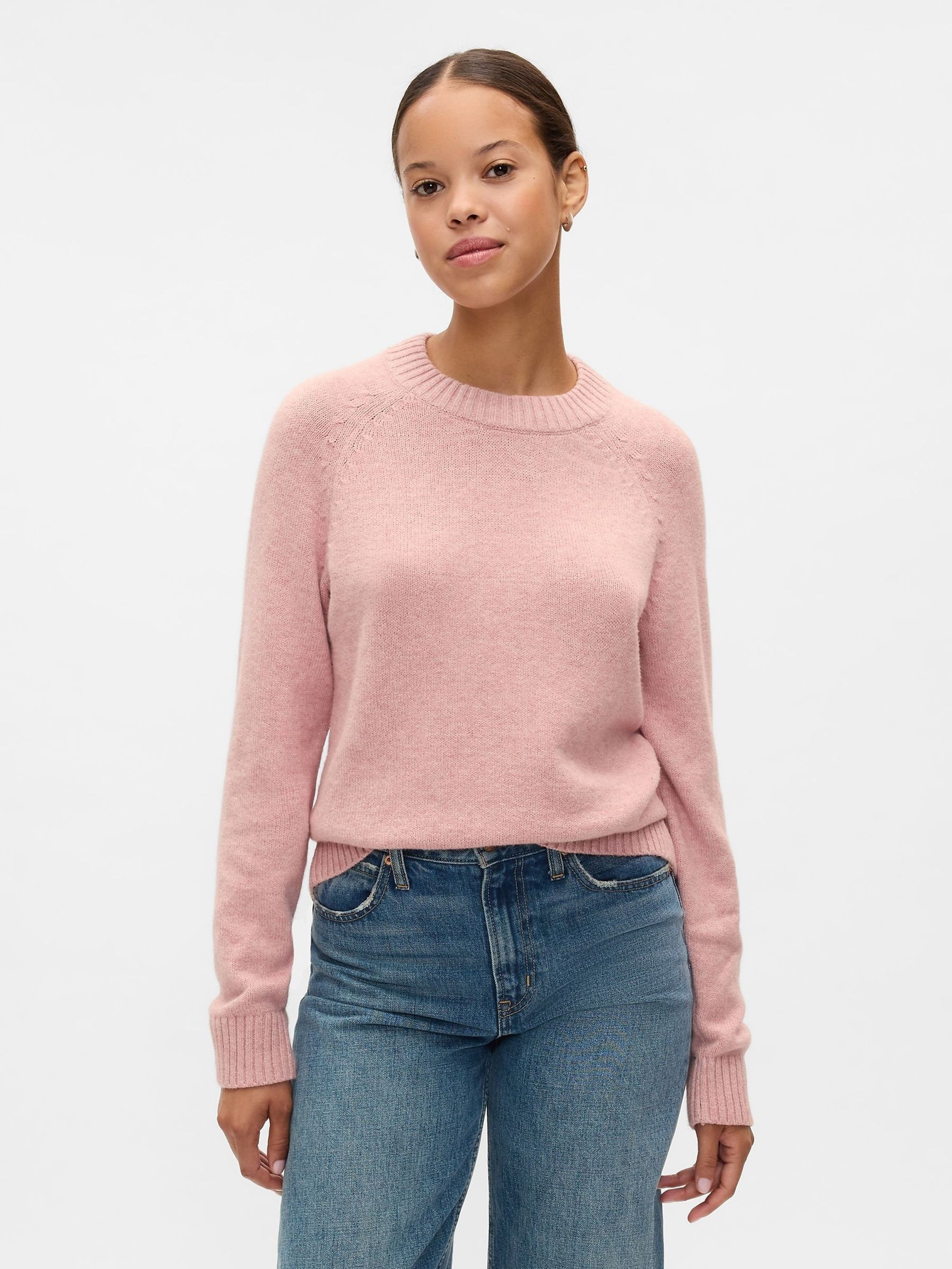 Pink CashSoft Textured Crew Neck Jumper (E88811) | £21