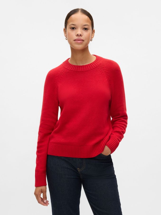 Red CashSoft Textured Crew Neck Jumper (E88812) | £21