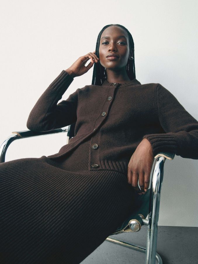 Brown CashSoft Long Sleeve Crew Neck Cardigan (E88820) | £25