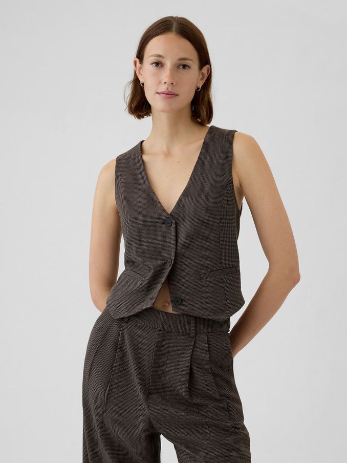 Brown Cropped Waistcoat (E88831) | £20
