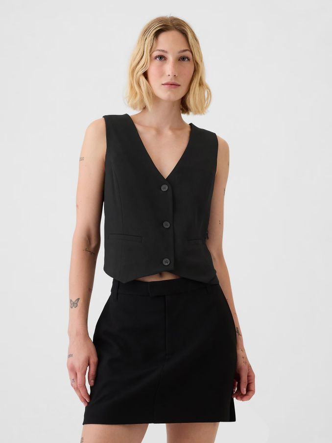 Black Cropped Waistcoat (E88832) | £24