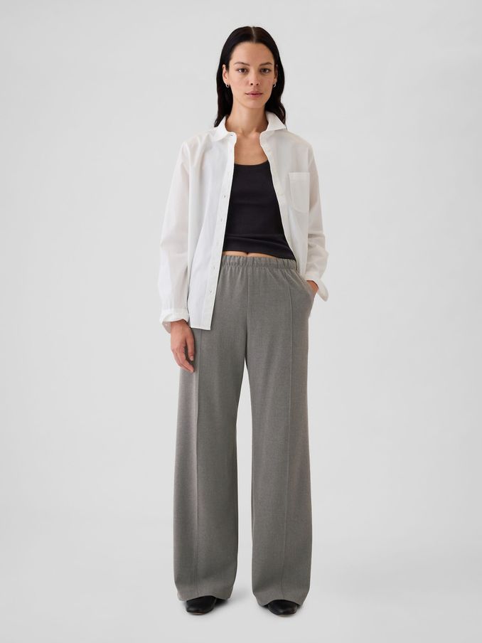 Grey Wide-Leg Seamed Pull On Trousers (E88845) | £30
