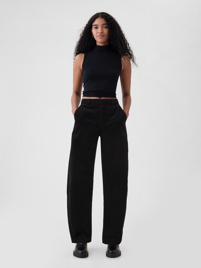 Black 365 High Rise Corduroy Tapered Trousers (E88846) | £33
