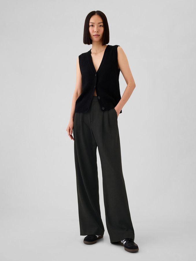 Black 365 High Waisted Brushed Twill Pleated Trousers (E88852) | £30