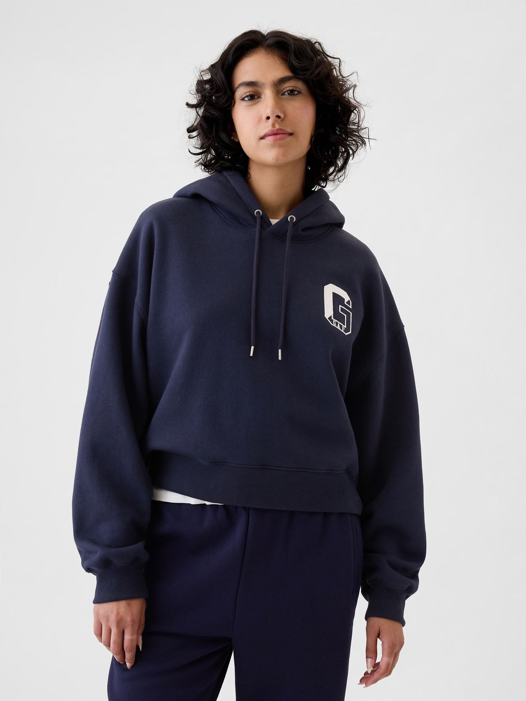 Blue Vintage Soft Cropped Hoodie (E88864) | £50