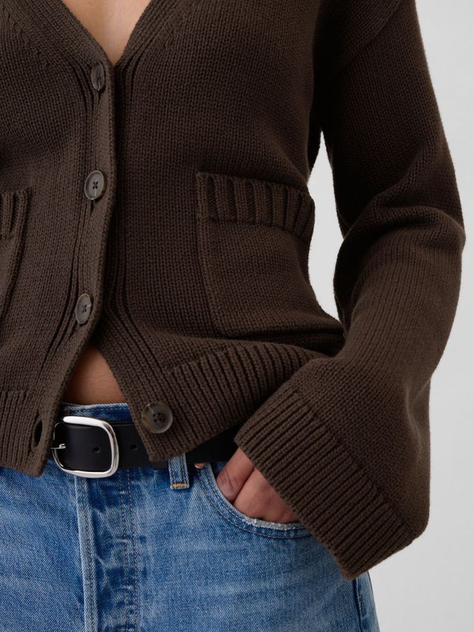 Brown V-Neck Pocket Cardigan (E88876) | £27