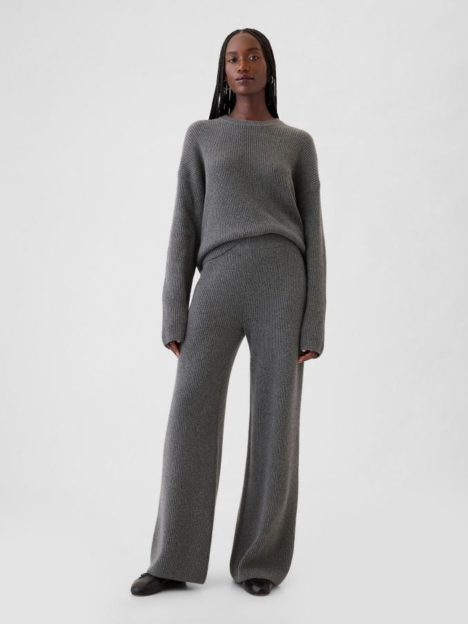 Grey CashSoft Shaker-Stitch Knit Trousers (E88894) | £27