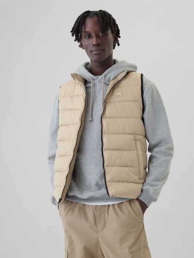 Beige Logo Water Resistant Puffer Gilet Jacket (E88948) | £24