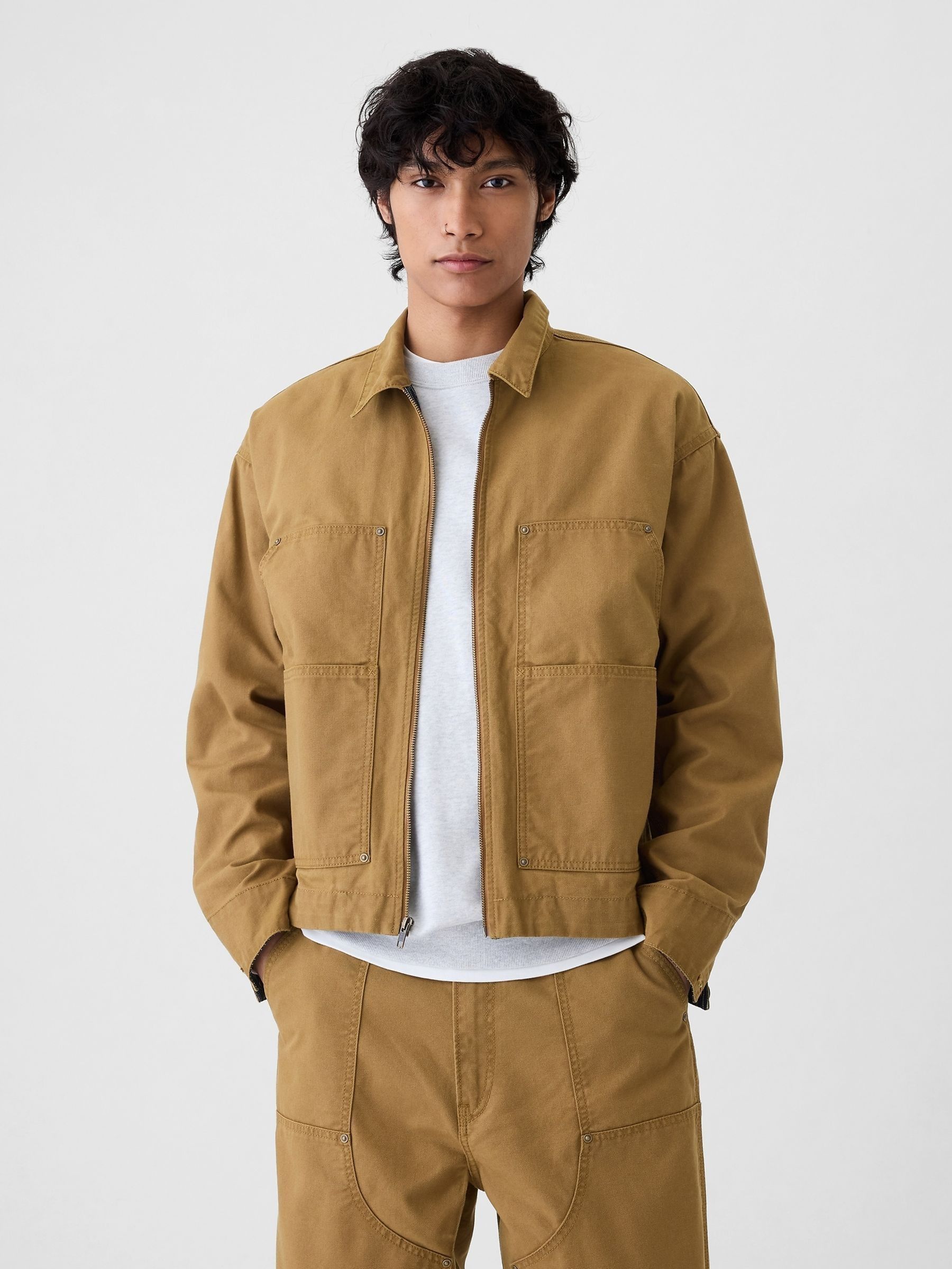 Brown Canvas Denim Carpenter Jacket (E88965) | £65