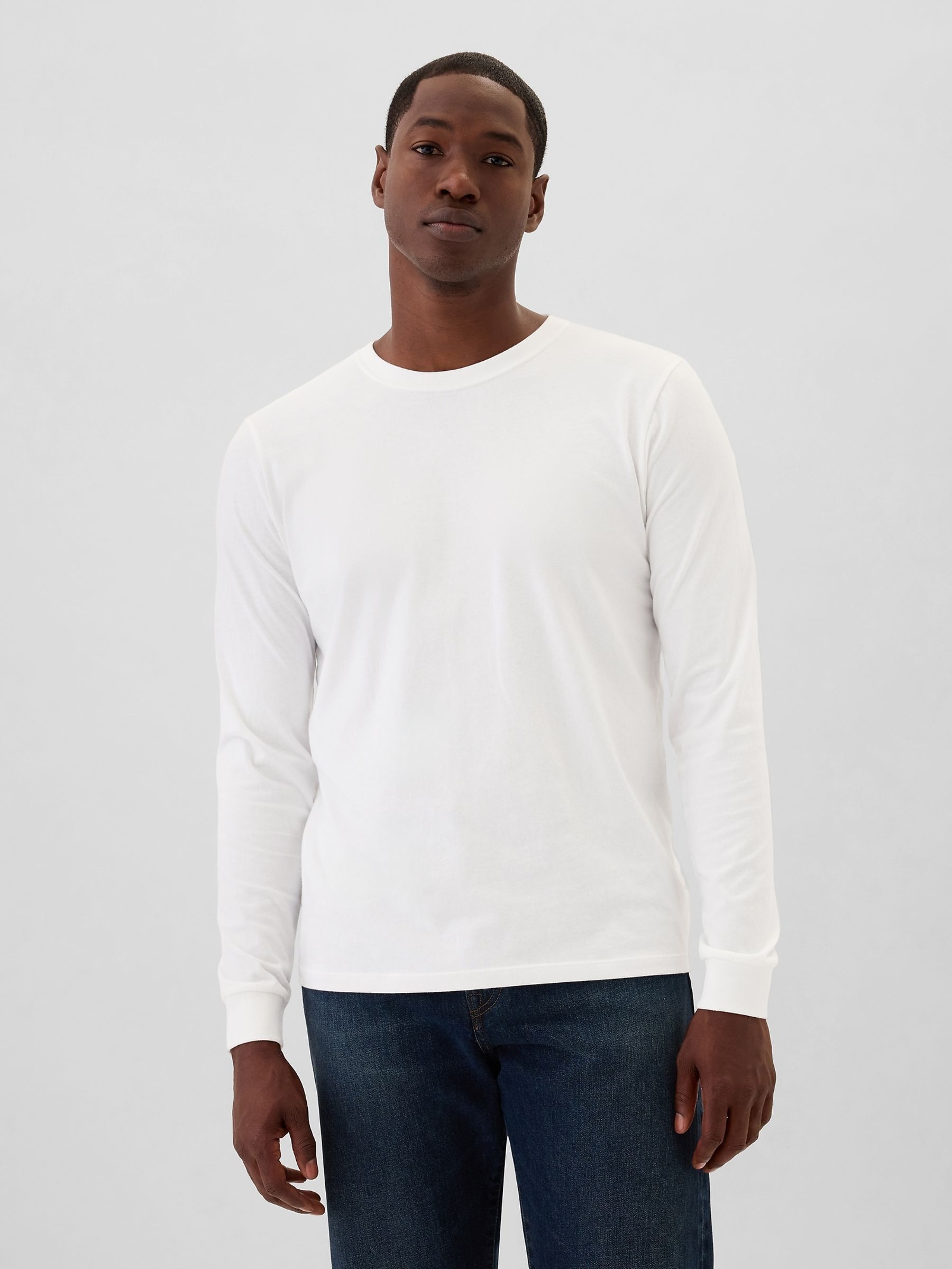 White Long Sleeve Everyday 100% Cotton Crew Neck T-Shirt (E88991) | £16