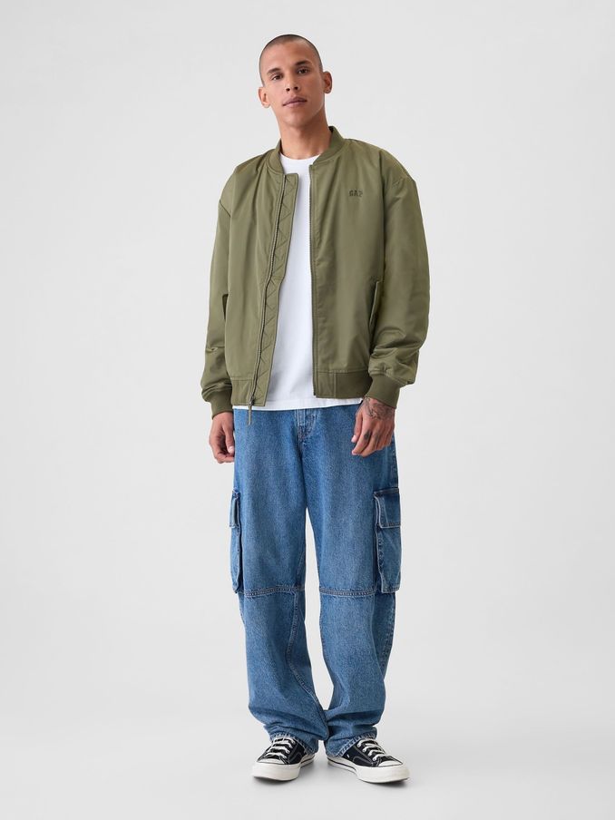 Green Relaxed Logo Bomber Jacket (E88996) | £39