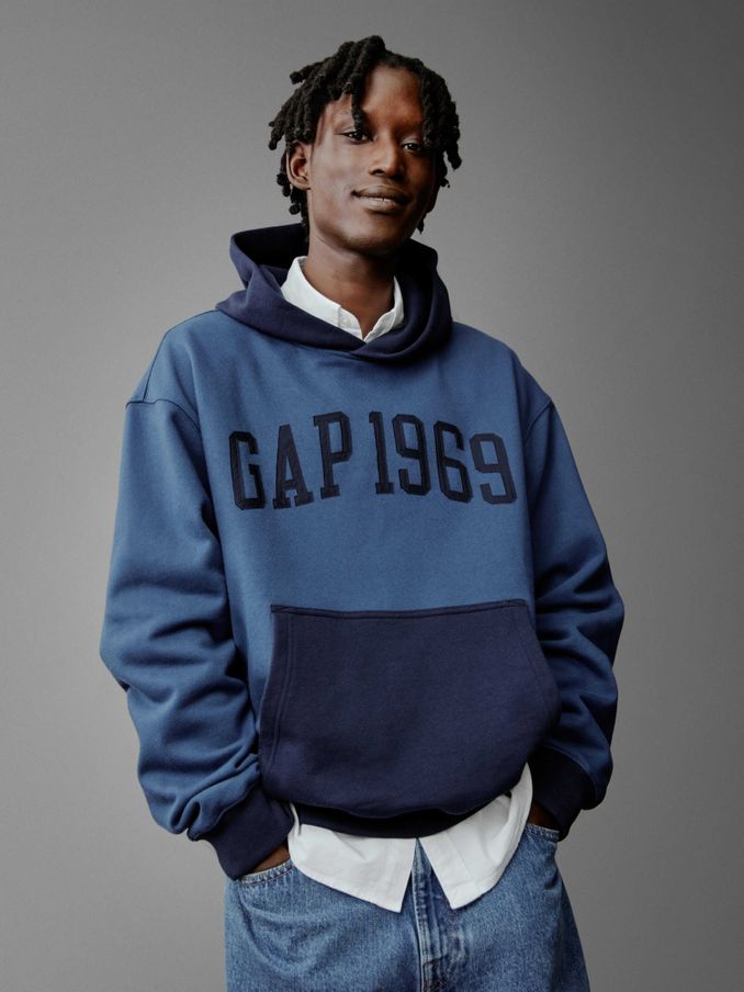 Blue Heavyweight Athletic 1969 Logo Hoodie (E89008) | £36