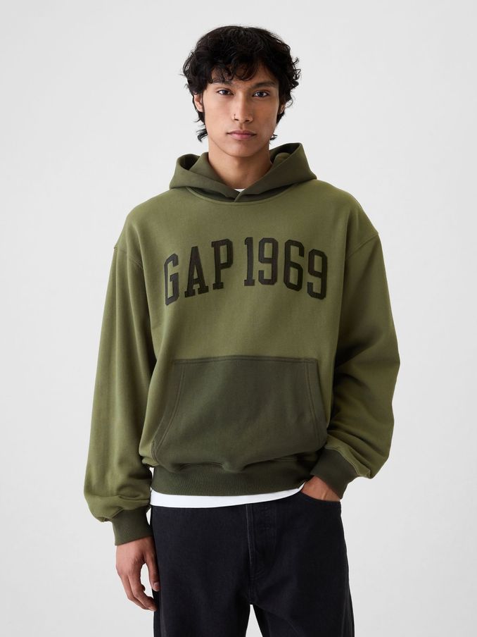Green Heavyweight Athletic 1969 Logo Hoodie (E89011) | £36