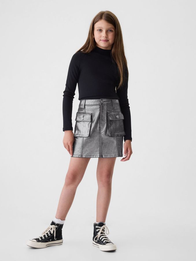Grey Cargo Foil Denim Skirt (10-13yrs) (E89144) | £21