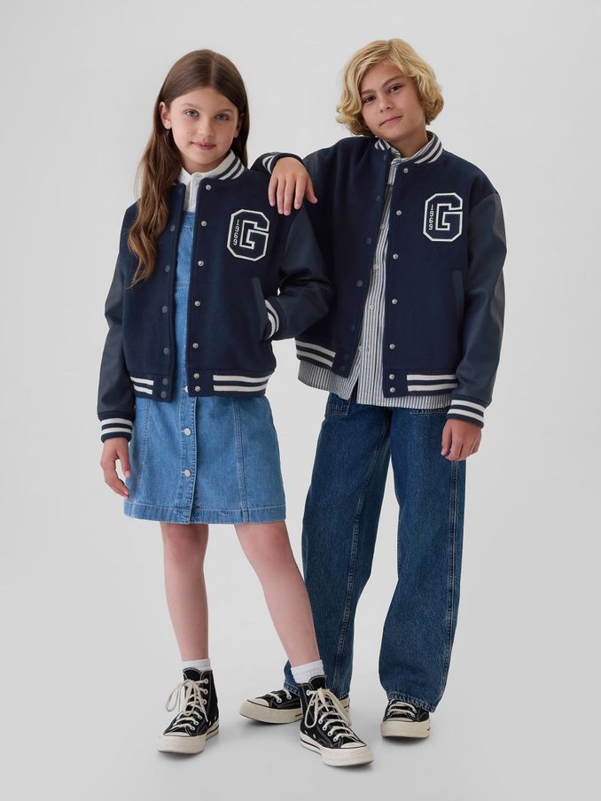 Blue Varsity Bomber Jacket (4-13yrs) (E89145) | £42