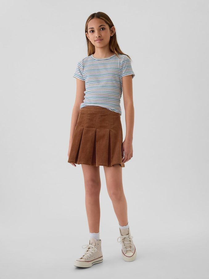 Brown Corduroy Pleated Skirt (4-13yrs) (E89147) | £14
