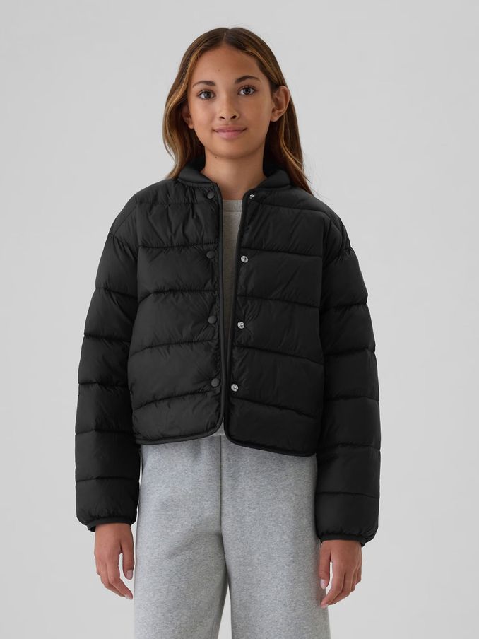 Black Lightweight Mock Neck Puffer Bomber Jacket (4-13yrs) (E89150) | £28