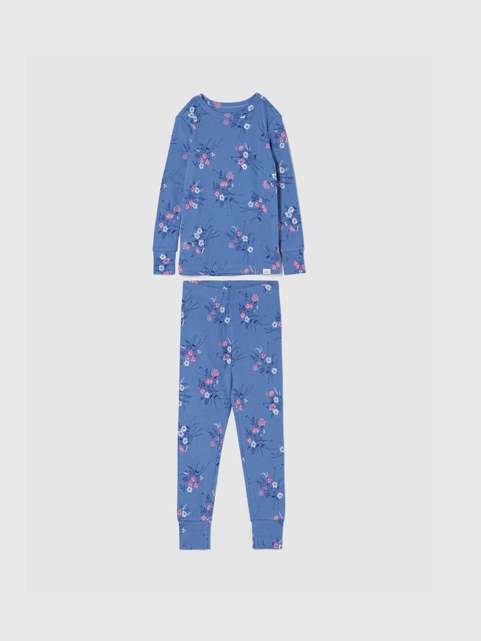 Blue Floral Cotton Long Sleeve Pyjama Set (4-13yrs) (E89157) | £14