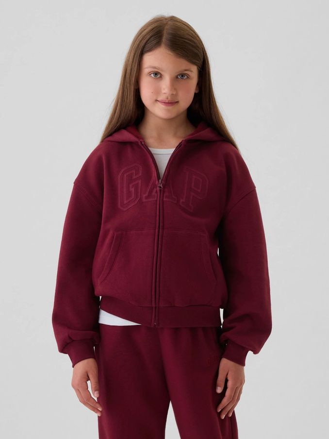 Burgundy Red Logo Zip Up Hoodie (4-13yrs) (E89165) | £12