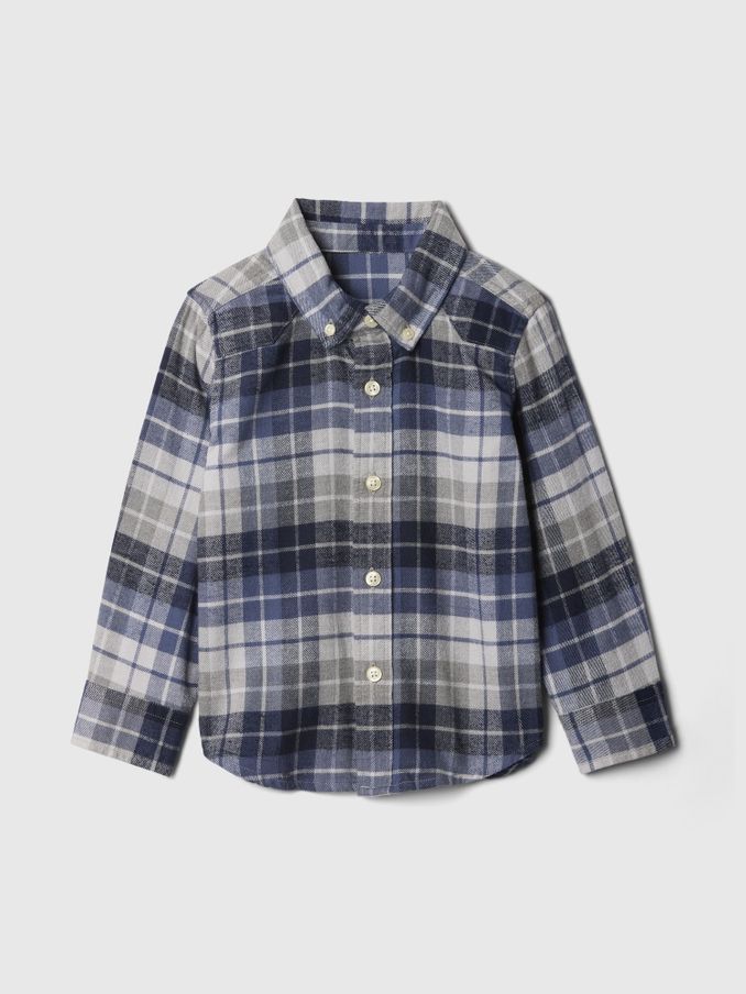 Blue Organic Cotton Flannel Shirt (6mths-5yrs) (E89266) | £9