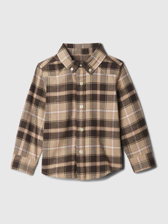 Brown Organic Cotton Flannel Shirt (6mths-5yrs) (E89267) | £11