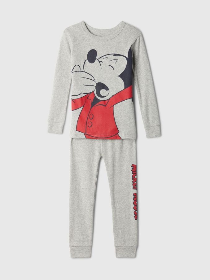 Grey Disney Mickey Mouse Organic Cotton Pyjama Top & Bottoms Set (6mths-5yrs) (E89294) | £10