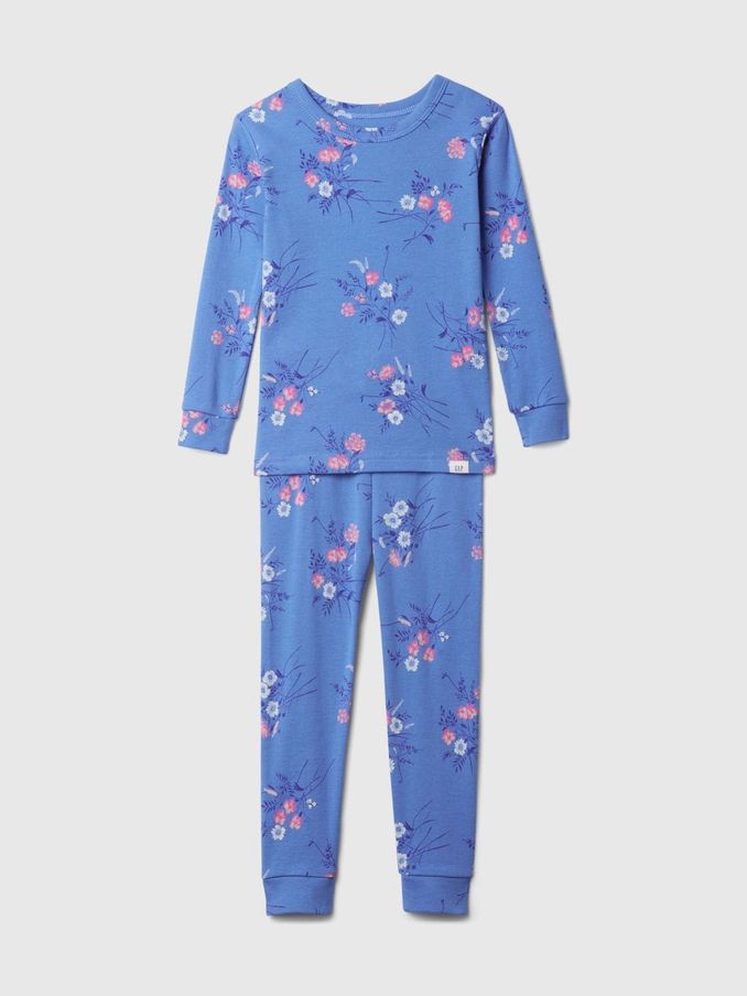 Blue Floral Cotton Long Sleeve Pyjamas (12mths-5yrs) (E89296) | £8