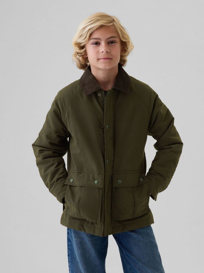 Olive Green Waxed Canvas Field Jacket (4-13yrs) (E89335) | £36