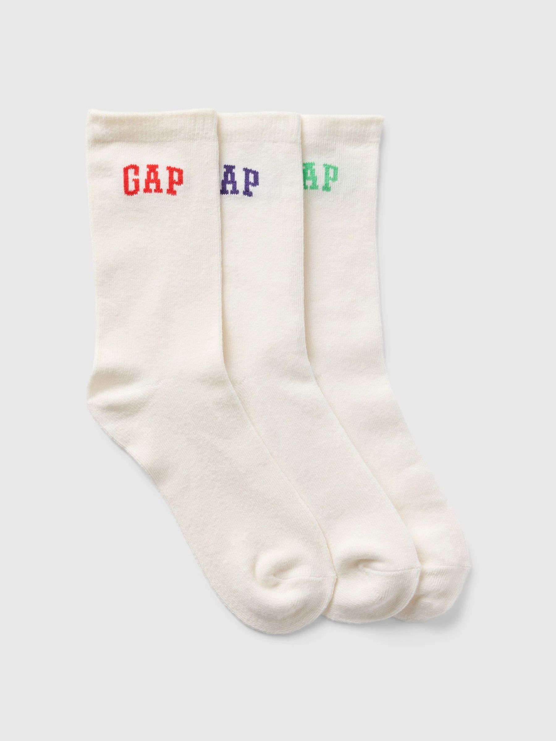 White Kids 3 Pack Logo Crew Socks (E89338) | £10