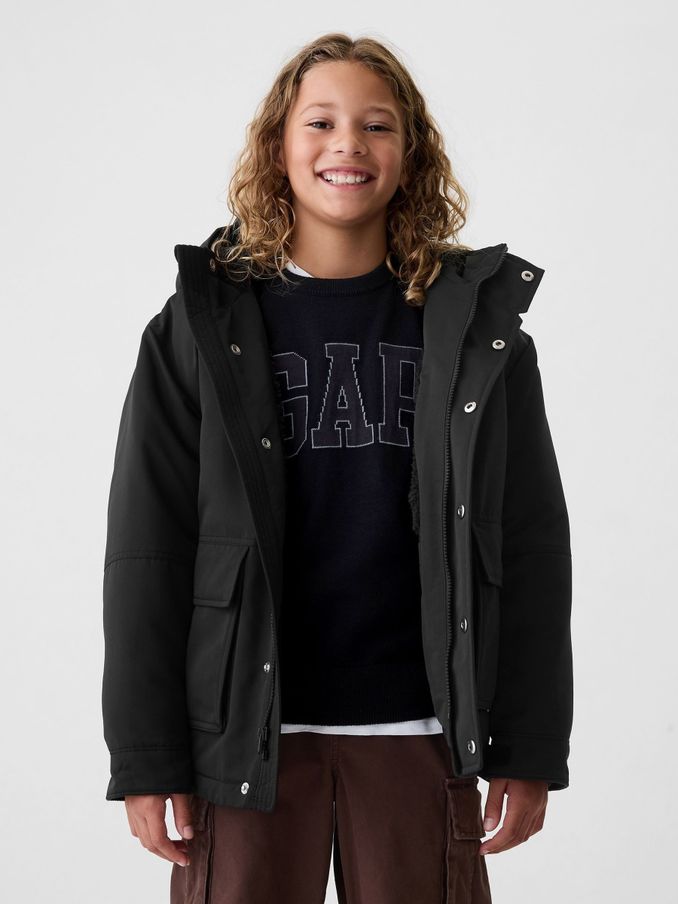 Black Heavyweight Parka Coat (4-13yrs) (E89339) | £45