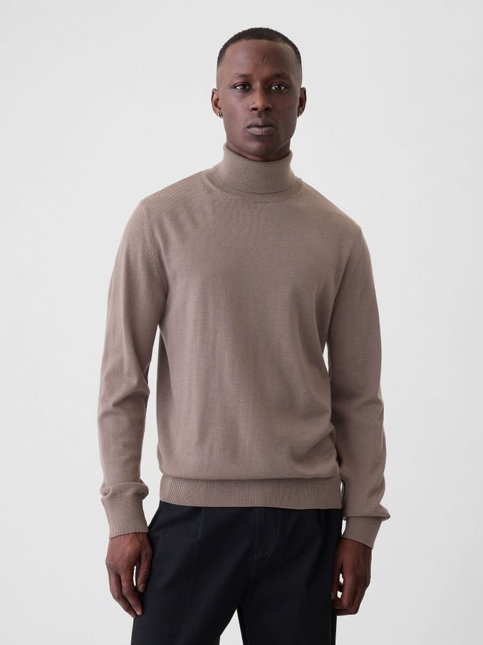 Brown Merino Turtle Neck Jumper (E90153) | £50