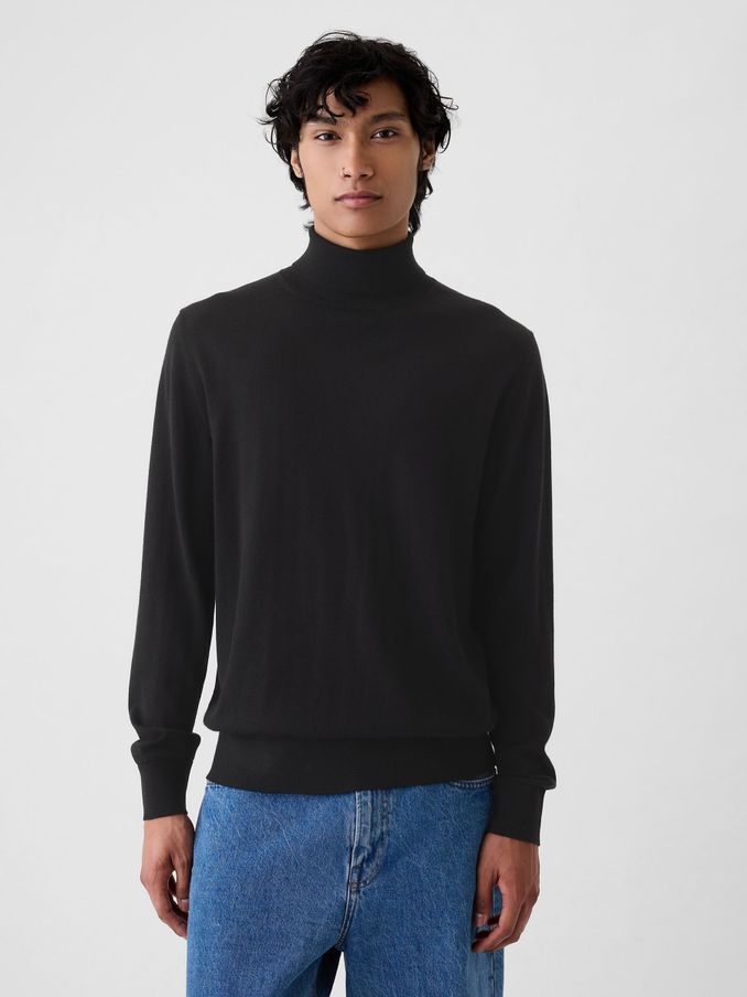 Black Merino Turtle Neck Jumper (E90154) | £50