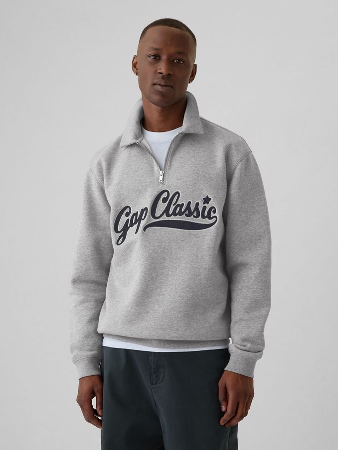 Grey Logo Vintage Oversized Quarter-Zip Sweatshirt (E90166) | £28