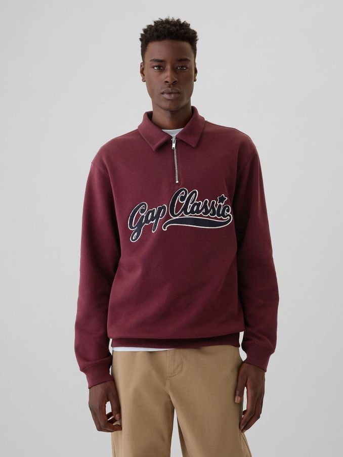 Burgundy Red Vintage Soft Logo Quarter Zip Jumper (E90167) | £24