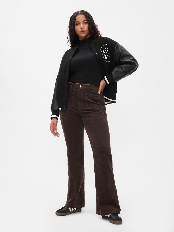 Brown High Waisted Corduroy 70s Flare Trousers (E90550) | £27