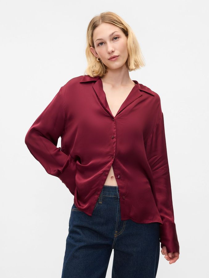 Red Satin Perfect Shirt (E90571) | £27