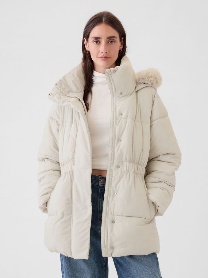 Off White Oversized Puffer Coat (E90597) | £72