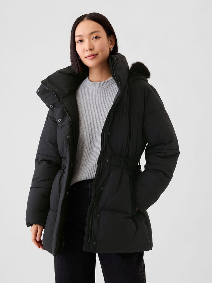 Black Oversized Puffer Coat (E90598) | £72