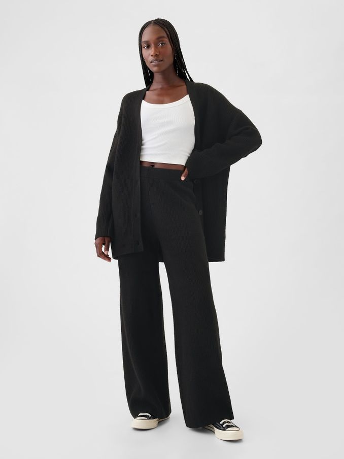Black CashSoft Shaker-Stitch Knit Trousers (E91352) | £27