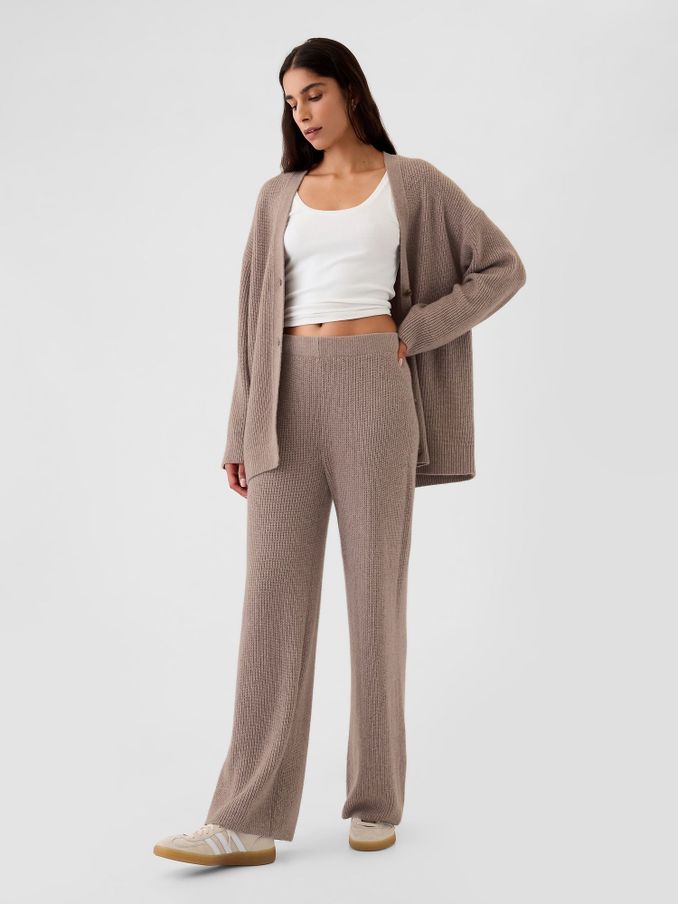 Beige CashSoft Shaker-Stitch Knit Trousers (E91353) | £27