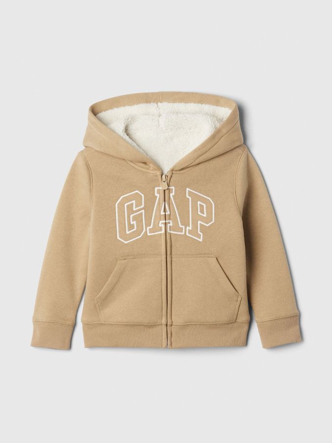 Brown Logo Sherpa-Lined Zip Hoodie (6mths-5yrs) (E91536) | £17