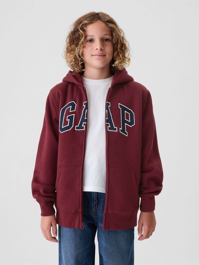 Red Logo Sherpa-Lined Zip-Up Hoodie (4-13yrs) (E91563) | £30