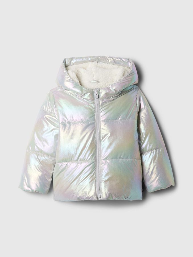Silver Shine Puffer Jacket (6mths-5yrs) (E91586) | £40