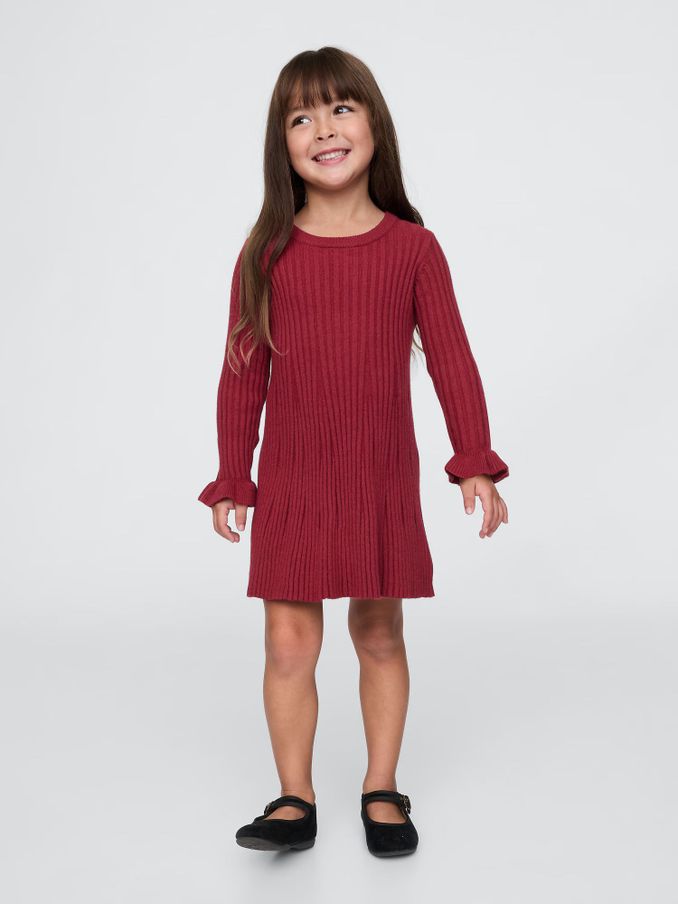 Burgundy Red CashSoft Rib Jumper Dress (6mths-5yrs) (E91592) | £17
