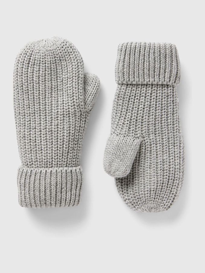 Grey Kids Knitted Mittens (E91602) | £7