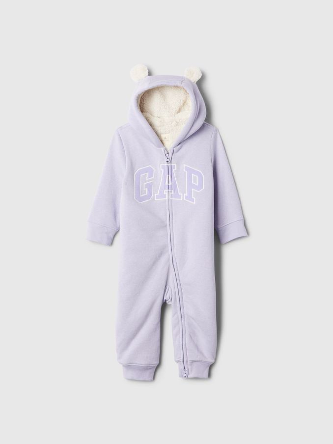 Purple Logo Sherpa Lined Zip Hooded All in One (Newborn - 24mths) (E91661) | £17
