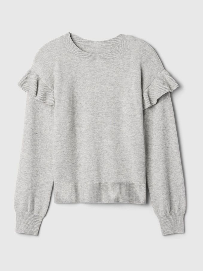 Grey CashSoft Ruffle Jumper (4-13yrs) (E91779) | £17