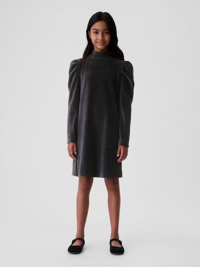 Grey Puff Sleeve Corduroy Dress (4-13yrs) (E91794) | £10